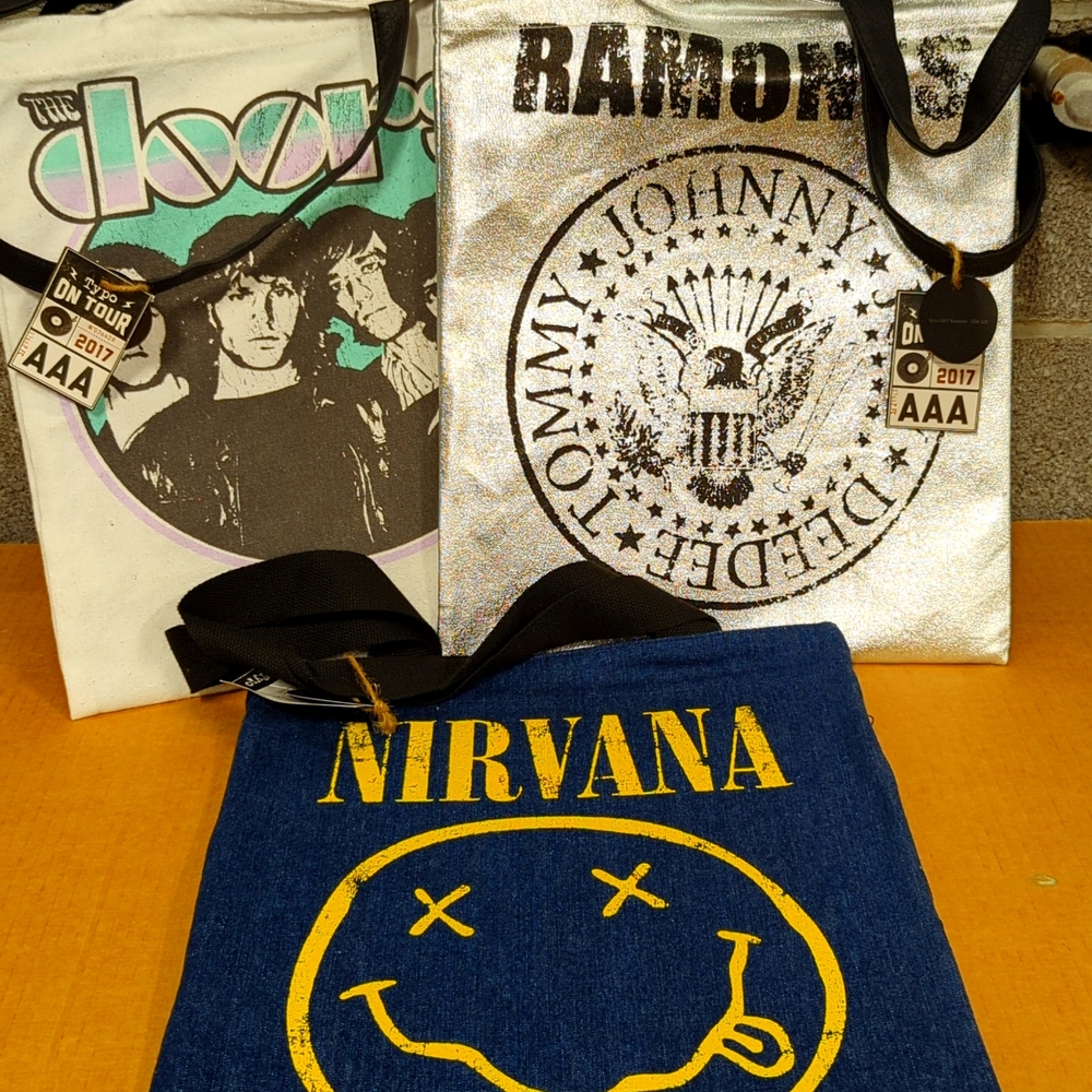 Rock Bands Summer Tote Bags! The Doors, The Ramones, and Nirvana